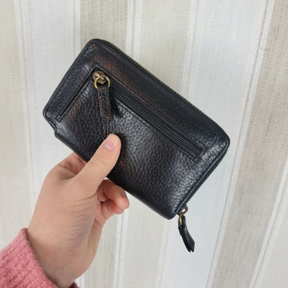 Vintage Fossil Leather Crossbody Bag and‎ Matching Wallet Black